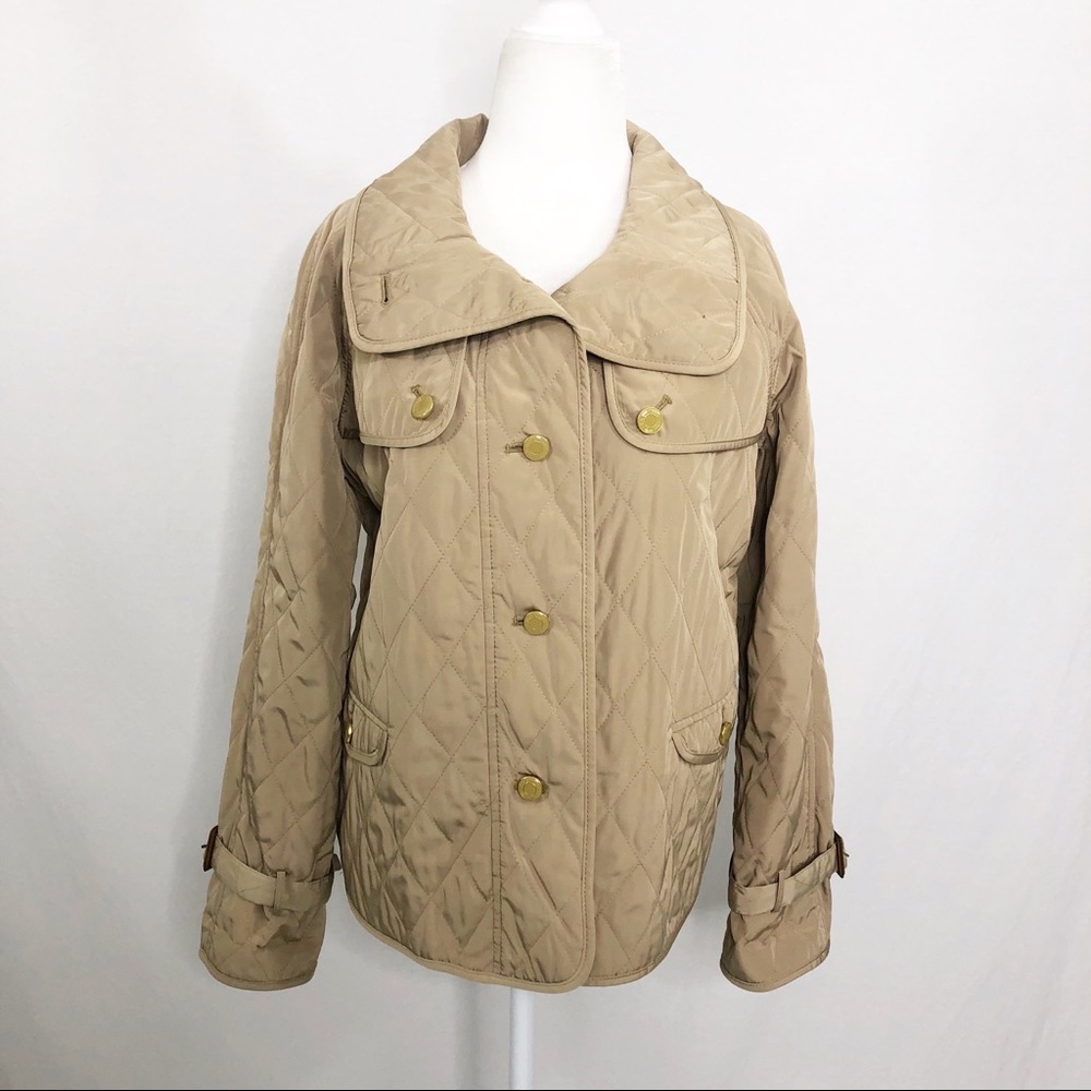 Talbots Quilted Button Front Lightweight Jacket, Size Small Petite, Tan